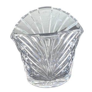Clear Glass Decorative Vase Rounded Edge 7" Tall